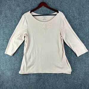 Chicos The Ultimate Tee Womens Large Peach Cotton 3/4 Sleeve Pullover Top